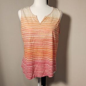 Women's Sonoma Striped Sleeveless Top - Orange and Pink - Sz. L